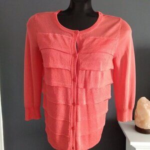 TALBOTS Ruffled Front Cardigan